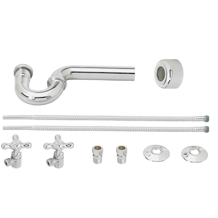 Westbrass Victorian Pedestal Lavatory Kit - Cross Handles in Polished Chrome D1738L-26